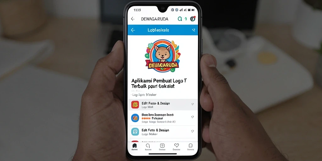 Tampilan antarmuka DEWAGARUDA dengan berbagai fitur Logo Maker.