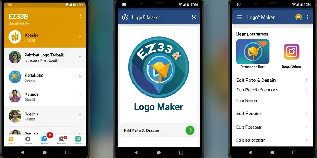 Tampilan pengguna aplikasi EZ338 dengan fitur Logo Maker yang lengkap.
