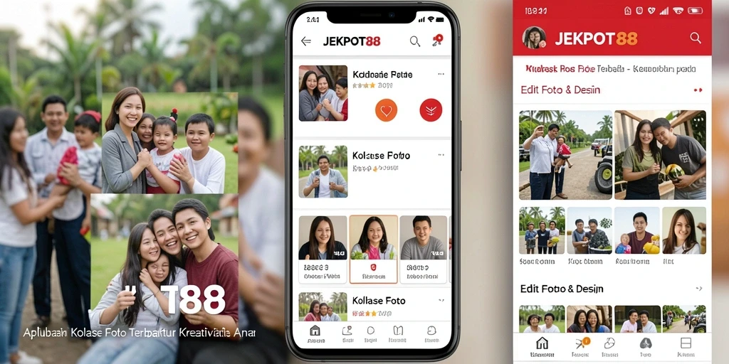 Antarmuka JEKPOT88 menampilkan kolase foto yang menarik dan kreatif.