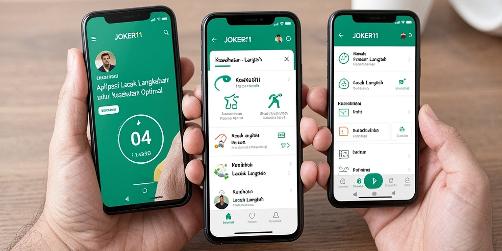 Antarmuka utama JOKER11 menampilkan data langkah dan kalori dengan jelas.