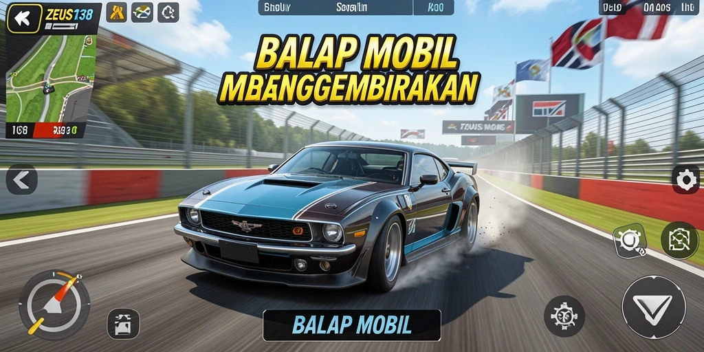 Tampilan antarmuka balapan yang mendebarkan dan realistis.