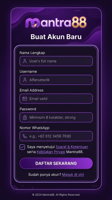 Daftar Akun Baru mantra88 Untuk Pengguna Android